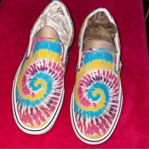 Vans Slip On Tie Dye Mens 7.5 Womens 9 Rainbow Spiral Classic Skate Shoes
